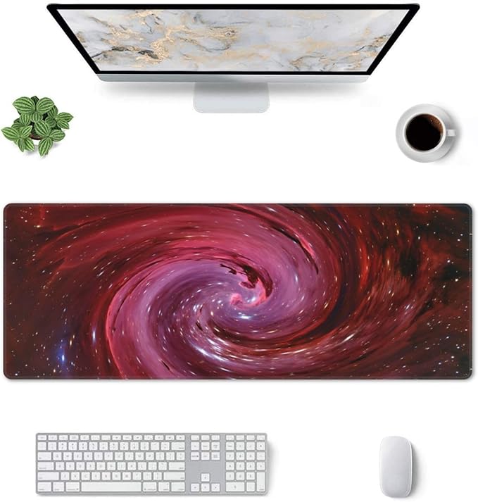 Universe Outer Space Galaxy XL Large Mouse Pad with Stitched Edges Long Non-Slip Rubber Base Mousepad Laptop Keyboard Mat Desk Pad for Office Home Desk Decor, 31.5" X 11.8"