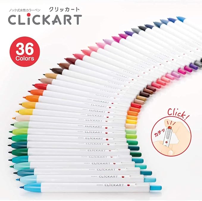 Zebra WYSS22-10C Water Based Pen, Clickart, 10 Color Set