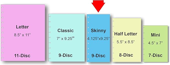 Horizontal Habit Tracker Inserts for 9 Classic Skinny Size Planners | Color or Black & White | Monthly Habit Log (Color, 9-Disc Skinny)