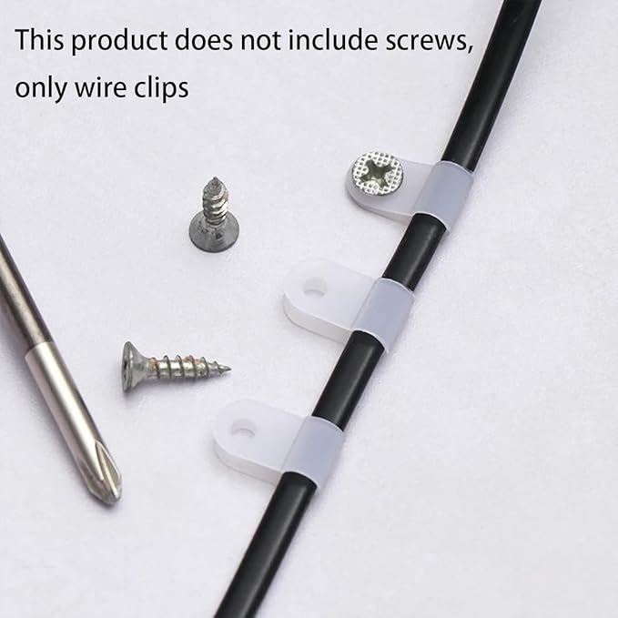 200 Pcs White Nylon U-Type Cable Clamp 1/8 Inch Cable Organizer Assortment Kit for Wire Management