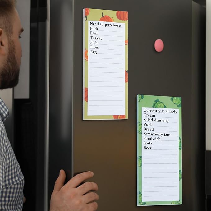 FLIPPED 6 Pack Magnetic Notepads for Refrigerator，Notepads Grocery List Magnet Pad for Fridge,Full Magnet Back Design Notepad for Grocery List, Shopping List, To-Do List, Reminders (Multiple Colour)