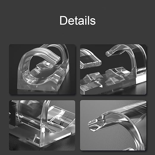 Cable Clips with Strong Self-Adhesive Pads, No Tools Required, Organize Cords and Wires, Set of 20 (Transparent, Middle)