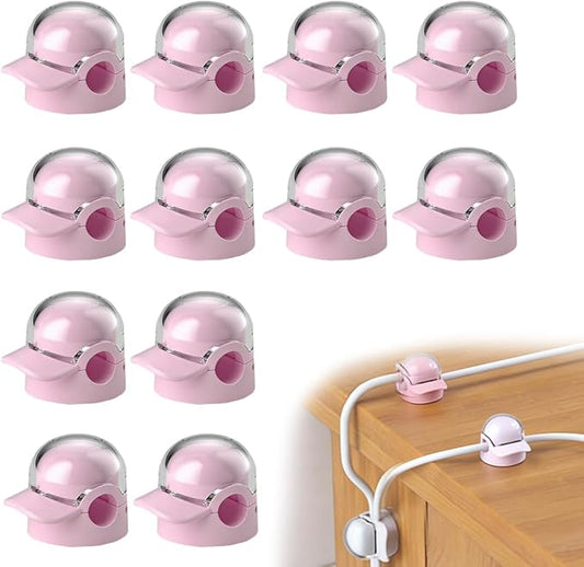 Magnetic Cable Clips, Adjustable Cord Holder for Under Desk Cable Management, Adhesive Wire Organizer for Home Office Desk Wall Car, Cord Keeper for Phone Charger & Cables (Pink 12PCS)
