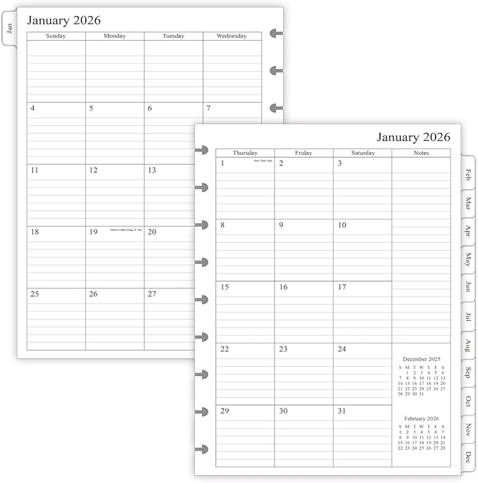newestor 2026 Planner Refills for Happy Planner Classic Size, Monthly Pages, Jan 2026 - Dec 2026, 9-Disc Punched, 7" x 9-1/4"