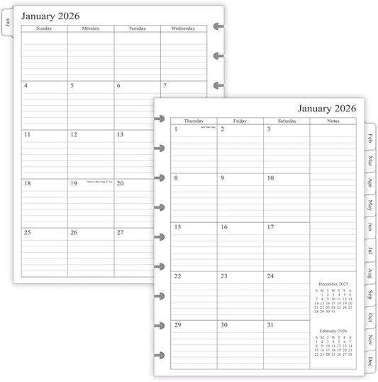 newestor 2026 Planner Refills for Happy Planner Classic Size, Monthly Pages, Jan 2026 - Dec 2026, 9-Disc Punched, 7" x 9-1/4"