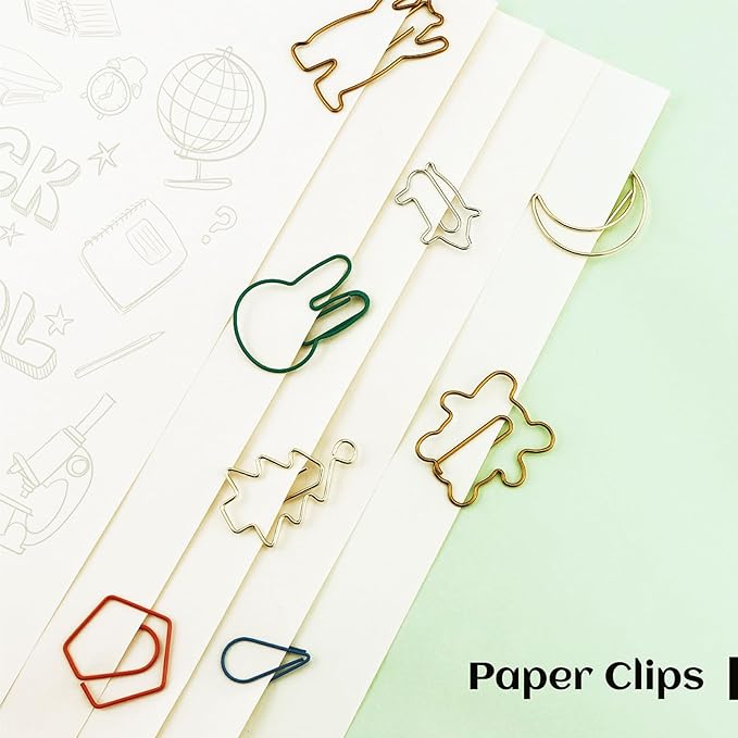 150 Pcs Mixed Cute Paper Clips, Assorted Colors Bookmark Paperclips, Fun Office Supplies Gifts for Students, Kids, Teachers (Random Shaped)