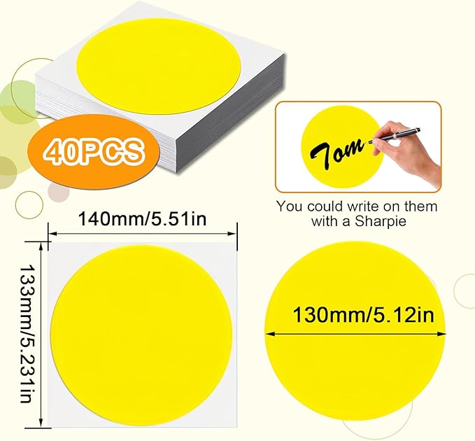 Classroom Floor Stickers Floor Marker Dots, 40Pcs Carpet Spot Markers Line Up Dots Spots, Carpet Circles Carpet Dots for Classroom Decoration Table Teacher Supplies (Yellow)