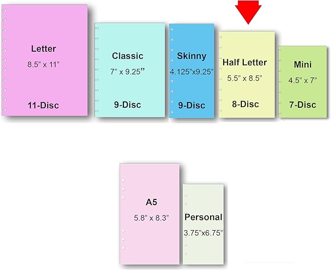 Color Habit Tracker Inserts for Discbound Planners Resolution Tracker, Habit Log, Habit Planner Fits Happy Planners TUL Staples ARC Notebook Levenger Circa NOTIQ Marta Stewart (8-Disc Half Letter)