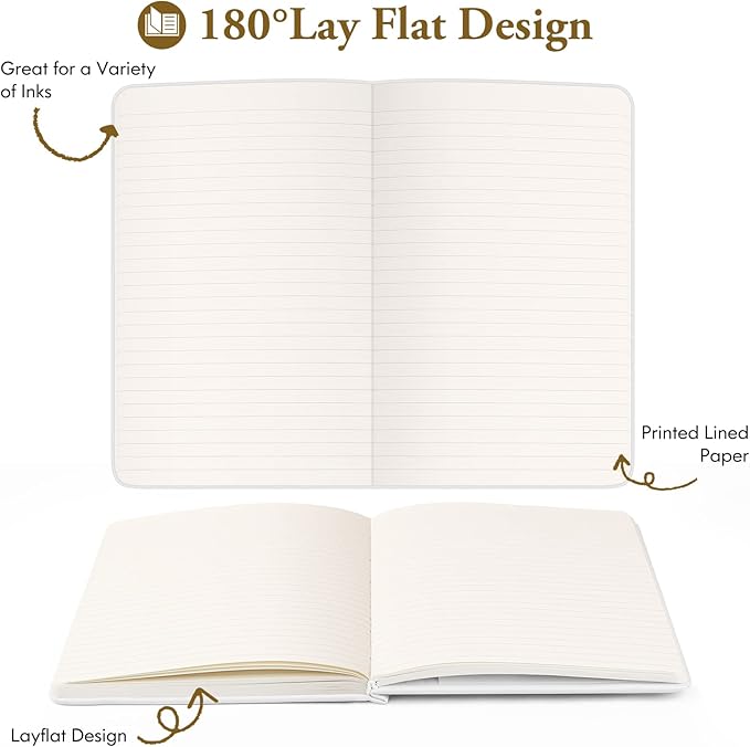 Huhuhero Notebook Journal, Lined Ruled Journal, Hardcover 120Gsm Premium Thick Paper with Faux Leather Notebook for Journaling Writing Note Taking Office School Supplies 5"×8.25" (1, Green)