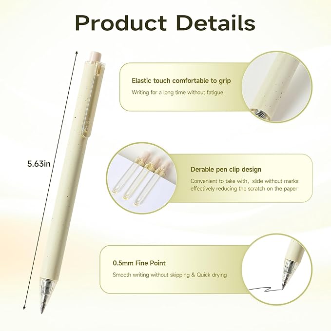 RIANCY Aesthetic pens Black Ink Pens Cream Pen Fine Point Smooth Writing Pens, High-End Series Pens for Journaling Note Taking, Cute Office School Supplies Gifts for Women Men