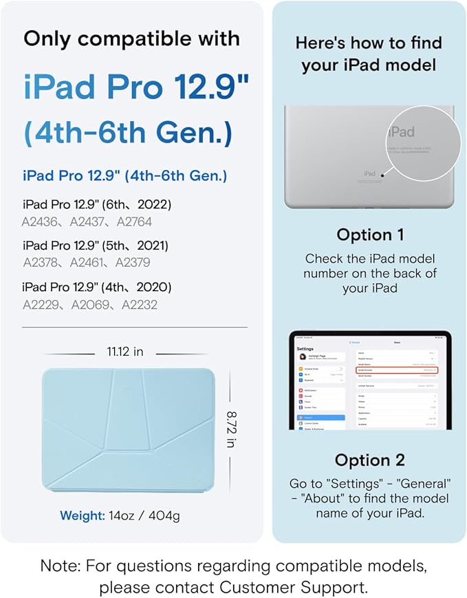 MOFT Dynamic Folio Tablet Stand for Desk Compatible with iPad Pro 12.9" (6th 2022 | 5th 2021 | 4th 2020), Slim Magnetic Tablet Holder Case with 20+ Viewing Angles, Soothing Mist x Misty Cove