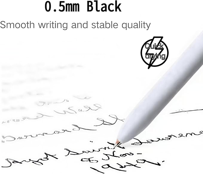 5-Pack White Barrel Gel Ink Pens with Macaron Button Colors, 0.5mm Black Ink Fine Point High-End Series Pens for Smooth Writing, Perfect for Journaling, Note-Taking, Office, and School Supplies