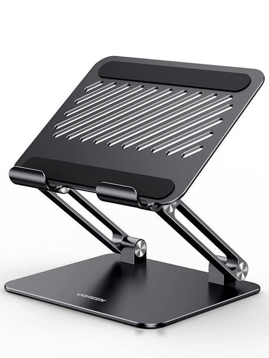 UGREEN Tablet Stand Holder for Desk Dual Rod Support Aluminum Tablet Holder Adjustable Multi-Angle Home Office Accessories Compatible with iPad Pro 13 12 11 10.5 Air Mini 5 4 3 2 Phone E-Reader Black