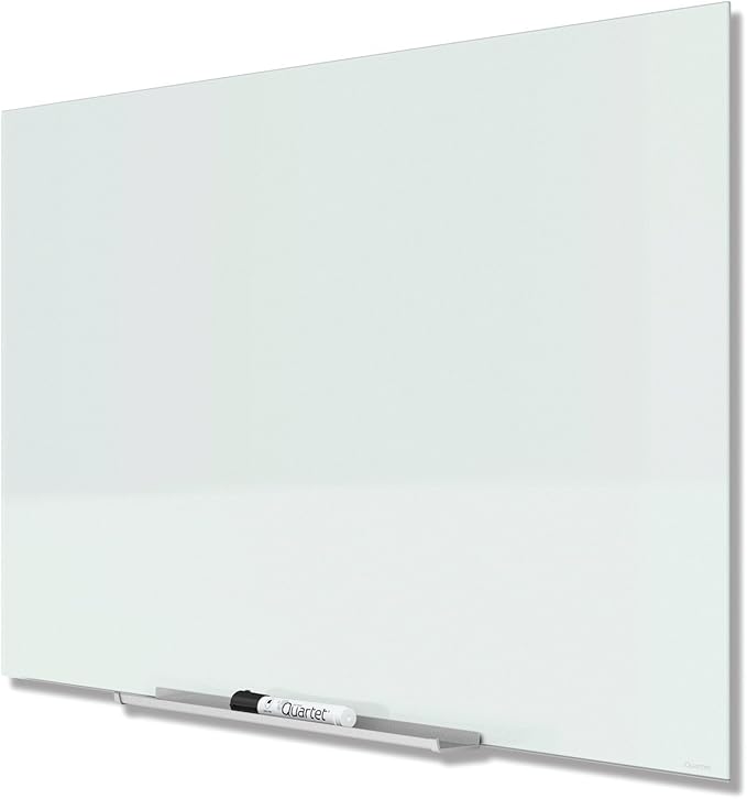 Quartet Dry Erase Board, 85" x 48" Glass Magnetic Whiteboard, Wide Format, Horizontal White Board, InvisaMount, White (G8548IMW)