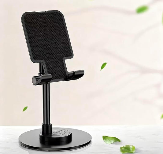 Cell Phone Stand, 360 Rotating Phone Stand, Fully Adjustable and Foldable Desktop Phone Stand. The Base of The Stand is Suitable for All Types of Mobile Phones. (Black)