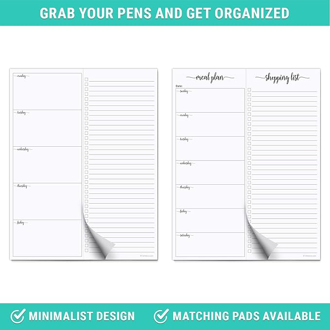 321Done Weekly Plan Checklist Notepad - 50 Sheets (8.5x11) Perforated To Do Memo Pad - Made in USA (With Headers)