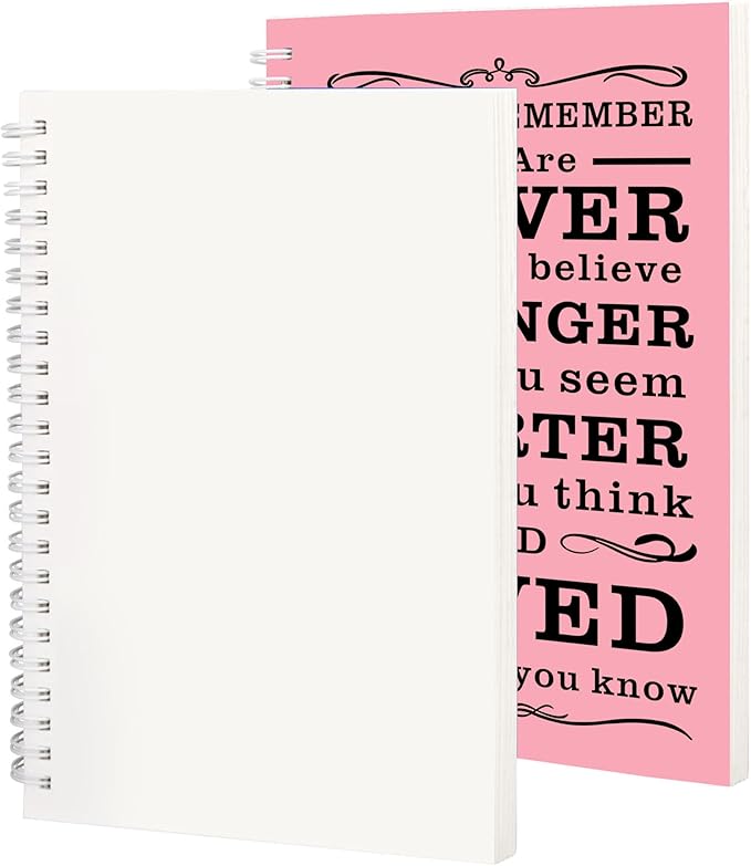 2Pcs Blank Spiral Notebook,Inspirational Gifts A5 Hardcover Sketch Book,Art Sketchbook for Drawing, Unlined, Plain Sketch Book for Women Men Work Writing,160 Pages (2, Blank Page Pink)