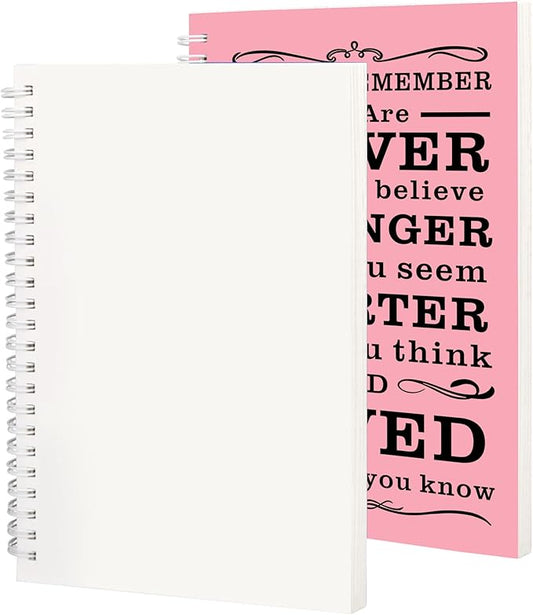 2Pcs Blank Spiral Notebook,Inspirational Gifts A5 Hardcover Sketch Book,Art Sketchbook for Drawing, Unlined, Plain Sketch Book for Women Men Work Writing,160 Pages (2, Blank Page Pink)