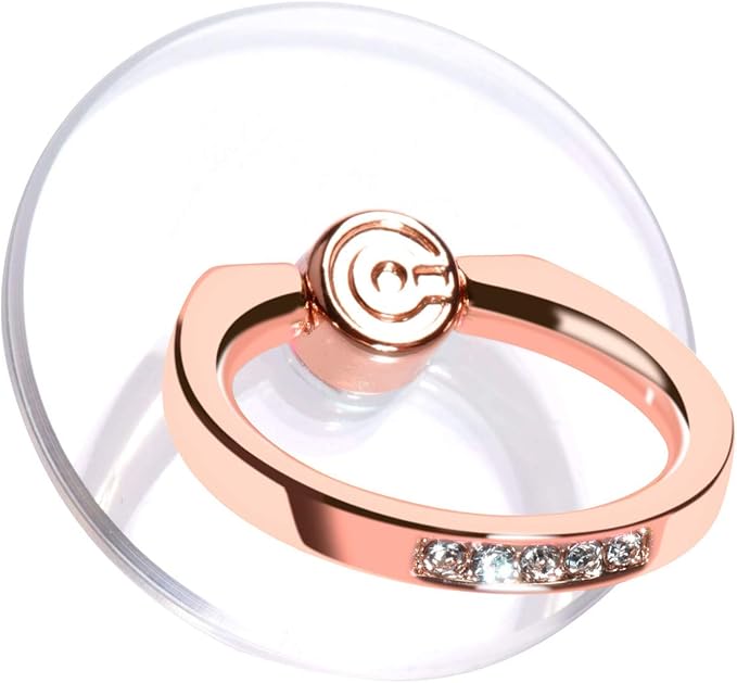 Transparent Phone Ring Holder Grip - EI Sonador Clear Cell Phone Ring Stand Holder Finger Grip Kickstand 360° Rotation, Compatible with Most of Phones, Tablets and Case (2 Rose Gold Diamond)