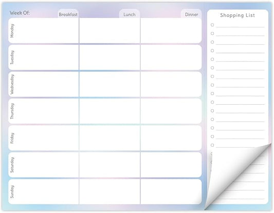 Global Printed Products 8.5" x 11" Horizontal Meal Planning Pad, 60-Sheets, Pastel