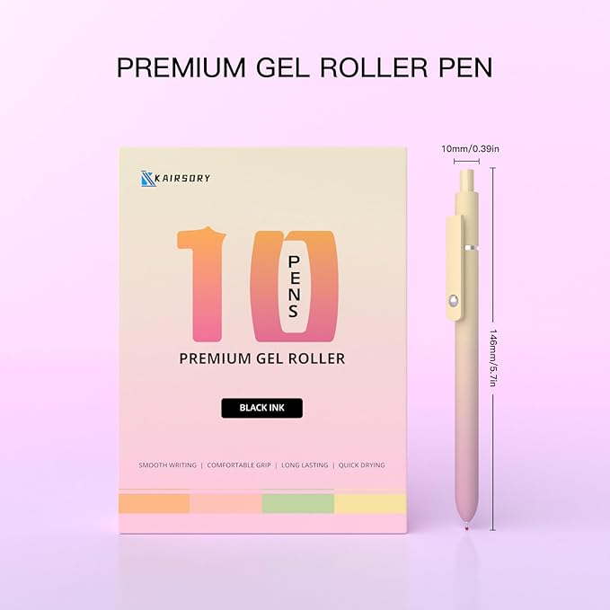 Gradient Shaft Gel Pens, 0.7mm Fine Point Black Ink,Smooth Writing High-End Pens for Note Taking,Happy Birthday Gift Basket,Supplies Gifts for Women & Men(10 Pcs Black Ink-Gradient Shaft Pens)