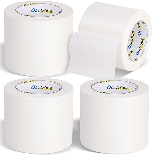 4 Rolls White Painters Tape Bulk 4 inch x 60 Yards, Total 240 Yd, Painters Masking Tape No Residue Wall Painting Tape Artist Tape Trim Edge Finishing Tape for Wall Painting Decoration DIY Supplies