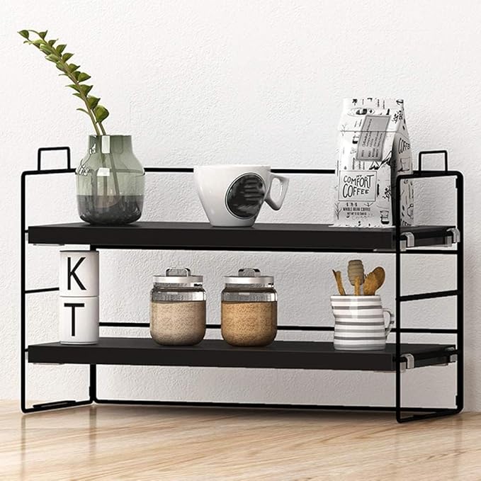 SIDIANBAN Desktop Organizer Shelf Office Storage Rack Adjustable Display Shelf for Office Supplies（Black）