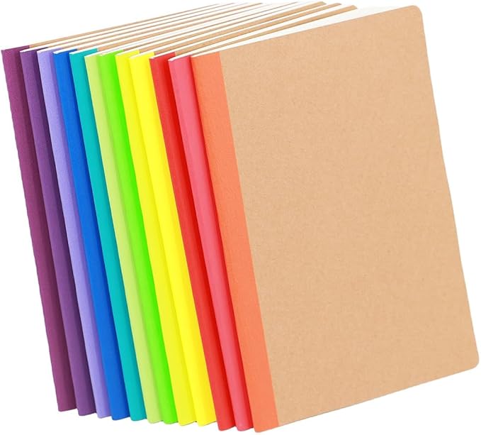 12 Pack Kraft Notebooks, Journals in Bulk for Writing, Blank Paper Sketchbooks, 60 Pages Notebook, 8.3x5.5 Inch, A5 Size, Travel Journal Set, for Gifts, Students and Office Supplies