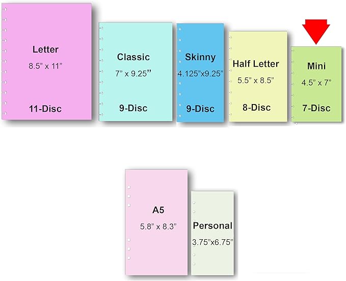 Color Habit Tracker Inserts for 7-Disc Mini Happy Planners (4.6 x 7 inches) Discbound Planners Resolution Tracker, Habit Log, Habit Planner Fits Happy Planners (7 Disc Mini)
