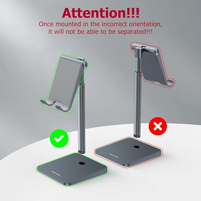 OMOTON Cell Phone Stand, Adjustable Angle Height Desk Phone Dock Holder for iPhone Air/17 Pro Max/ 11 Pro/XS Max/XR, Samsung Galaxy S20 / S10 / S9 / S8 and Other Phones (3.5-7.0-Inch), Gray