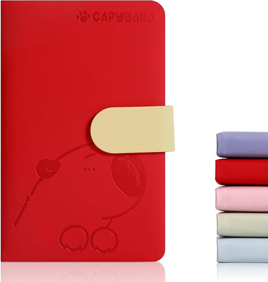 BOBO RABBIT Blank Journal Small Pocket Leather Notebook No Lines for Drawing Plain Sketch Book Cute Cartoon Capybara Unlined Journal for Travel Work School, 200 Pages, 3.7"X5.9"
