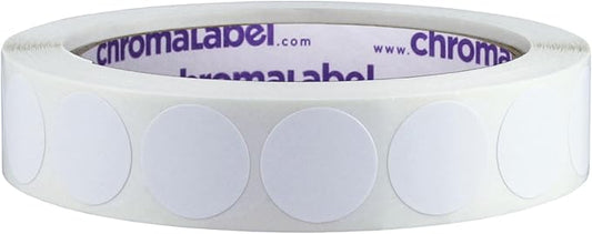 ChromaLabel 3/4 Inch Circle White Stickers Labels, White Circle Stickers, Stickers to Write On, 1000 Small Label Stickers per Roll