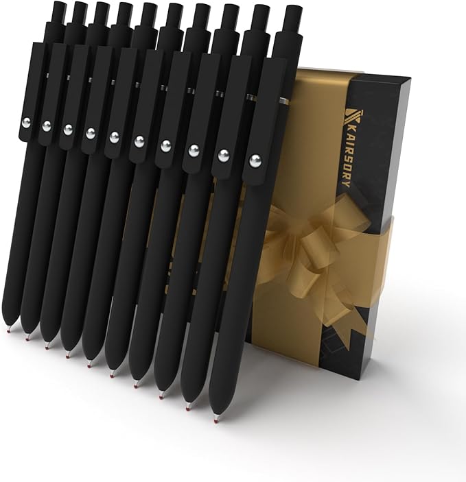 Gel Pens,0.5mm Fine Point Quick Dry Pens Smooth Writing Japanese gel pen,High-End Series Black Ink nurse aesthetic gel pen for Journaling Note Taking(10 Pcs Black Ink- Black shaft pens)