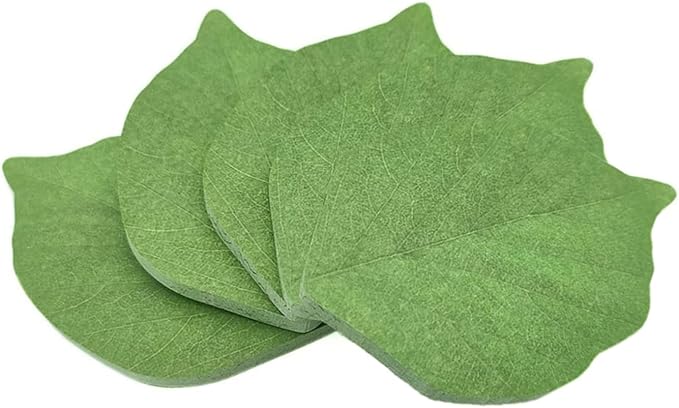 5 Packs Green Leaf-Shaped Sticky Notes Stickers Removable Self-Stick Notes Scratch Pads for Desk Office School Memos