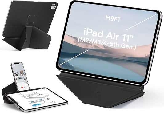 MOFT Dynamic Folio Tablet Stand for Desk Compatible with iPad Air 11"(M3 2025/M2 2024) & iPad Air 10.9"(5th 2022/4th 2020), Slim Magnetic Tablet Holder Case with 20+ Viewing Angles, Jet Black