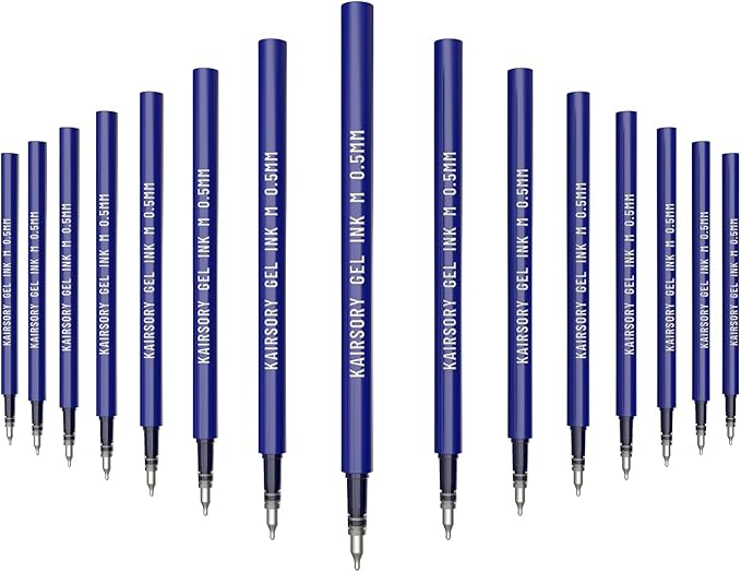 Blue Gel Pens Refills,Retractable Gel Ink Pen Refill Bulk,pen refill for twist pens,Fine Point 0.5mm Blue Ink, Smooth Writing Retractable Click Pen Refills(15 Pcs Pen Refills-Blue Ink-0.5mm)