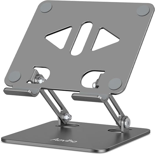 Adjustable Tablet Stand Holder for Desk, Desktop Tablet Holder, Foldable Aluminum Tablet Mount for iPad pro 12.9, iPad Air Mini, Samsung Galaxy Tabs Z Fold Kindle Fire,4-12 inch, Grey