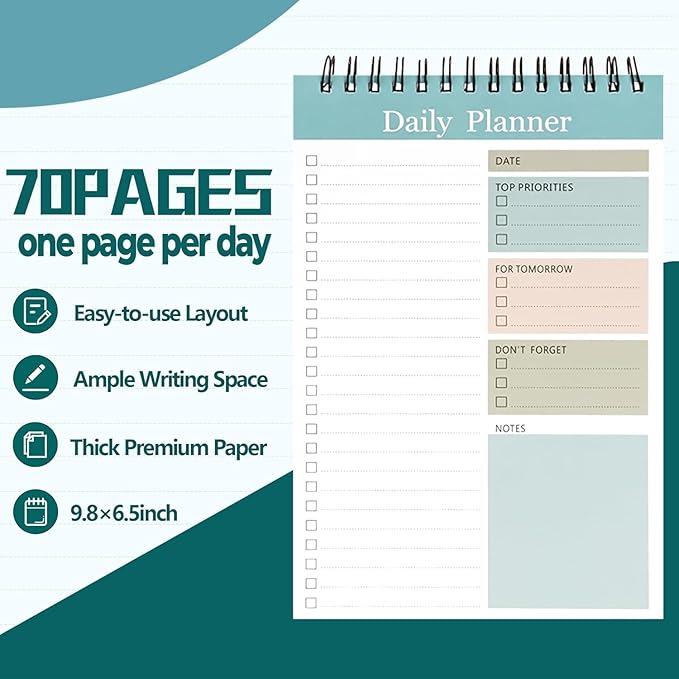 To Do List Pad - To Do List Notebook for Work with 70 Sheets, Undated Daily Planner Perfect for Daily Tasks and Goal Setting, To Do List Notepad Suitable for Office, Home and School-Nature