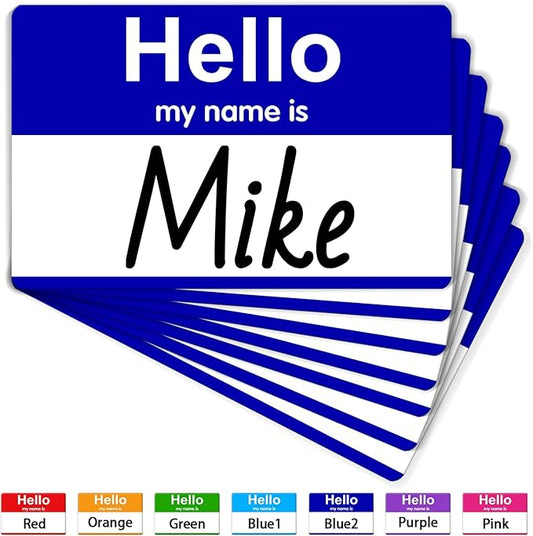 200 Pcs Hello My Name is Tags, 3.5" x 2.25" Blue Adhesive Labels for Office, Meeting, School, Teachers and Mailing