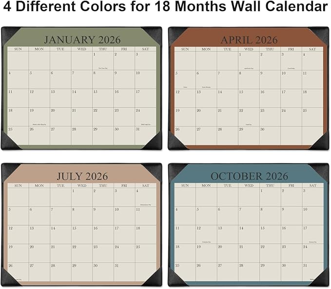 Desk Calendar 2026 with Desktop Mat, 18 Month Small Desk Pad Calendar from January 2026 to June 2027, 8.5" x 11" Desk Pad Calendar 2026 for Home, School Office, Black