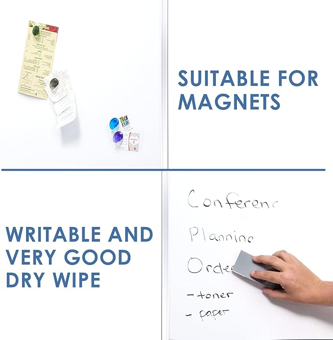 60" x 40" Dry Erase Board, Large White Board for Wall with Markers & Magnetic Pen Holder, for Home School Office Conference Room