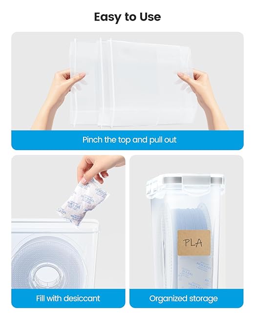 YOOPAI Filament Storage Box - 4 Pack Filaments Container for 3D Printing Filaments Sealing and Protection - Portable Filament Storage with Desiccant&Label ,Water-Proof and Dust-Proof 4.0L(9.03*8*3)