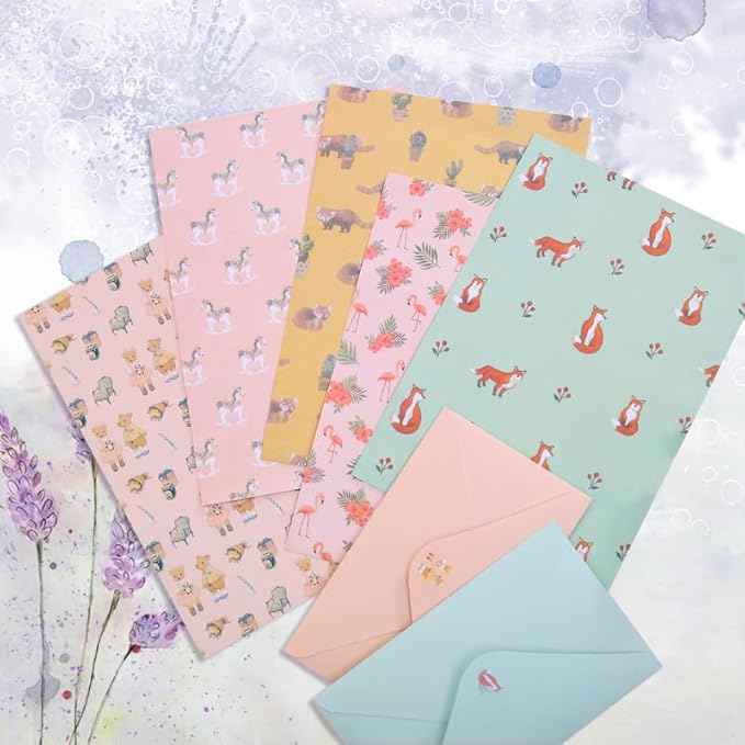90PCS Stationary Paper and Envelopes Set, writing paper stationery set,10 Different Style Cute Writing Stationery Paper Letter Set(60 stationery paper + 30 envelopes)