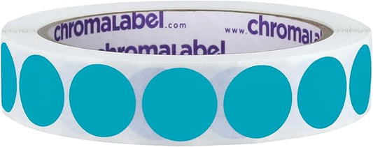 ChromaLabel 3/4 Inch Round Color Coding Labels, Removable Colored Stickers, Versatile Sticky Dots for Easy Organization - 1000 Labels per Roll, Teal