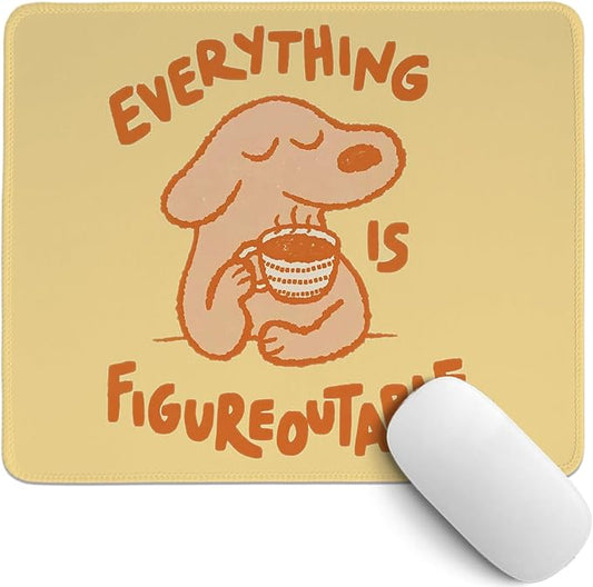 Yellow Cute Dog Mouse Pad,Positive Affirmations Mouse Pads,Kawaii Motivational Desk Mat for Home Office Dorm Desktop Decor,Dog Lover Gift,Everything is Figureoutable,10.2x8.3 Inch