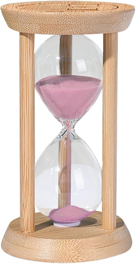 Wood Sand Timer, 60 Minute Hourglass,Bamboo Sandglass Timer 60 Min,Sand Watch for Speed Reading Timer,Baking,Game, Gift,Pink