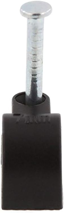 Secure 7mm Black Round Nail Cable Clip for Coax, Ethernet, and Telephone Cable Management - 100 Pack