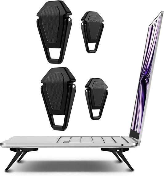 Portable Invisible Laptop Stand, Mini Aluminum Cooling Pad,Computer Keyboard Mount Kickstand,Ergonomic Lightweight Laptop Desk Stand (4pcs(Black))