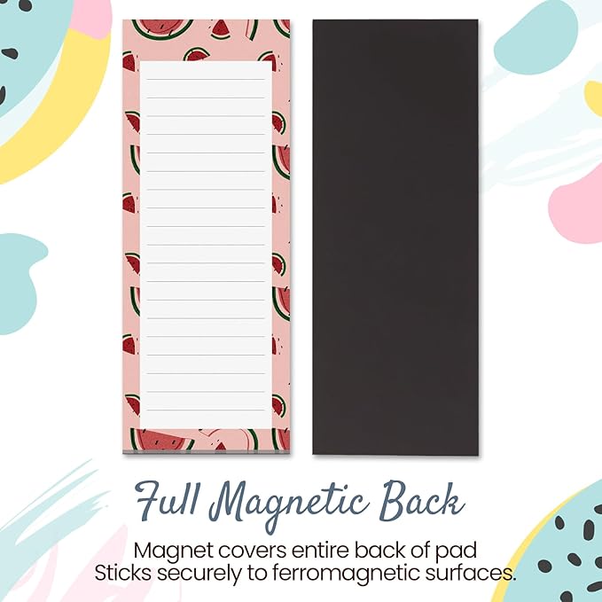 MATICAN Grocery List Magnet Pad for Fridge, 6-Pack Magnetic Note Pads Lists, 60 Sheets Per Pad, 6 Cute Fruit Designs, Full Magnet Back To-Do-List Notepads