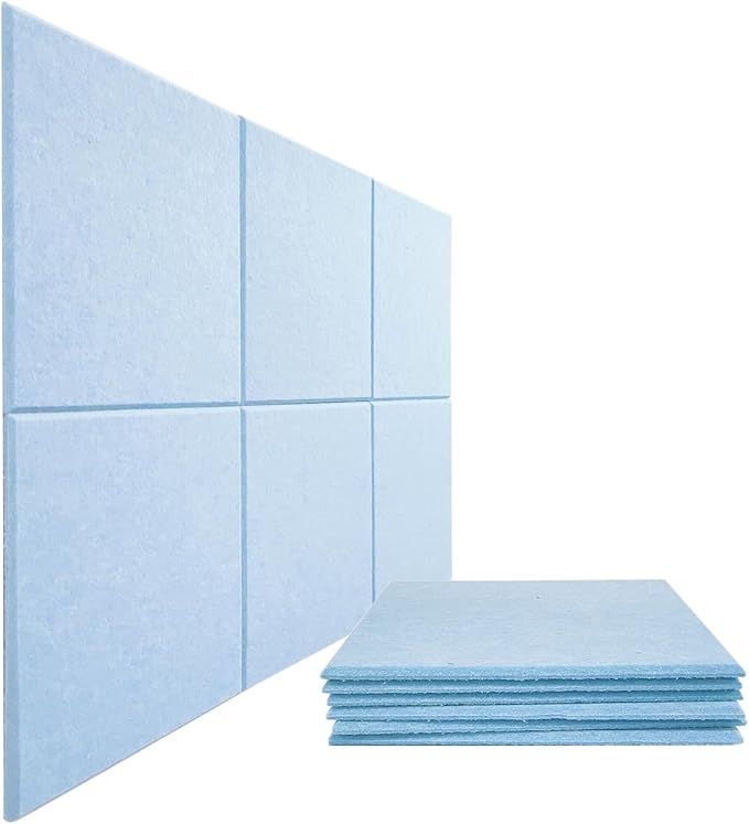 Large Cork Board Alternative, 11.8''x11.8'' 6 Pack Felt Bulletin Board with Safe Removable Adhesive Tabs, Connectable Felt Wall Tiles Bulletin Boards Cork Boards for Walls Pin Board Tack Board-Blue